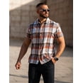 thumbnail image 1 of COOFANDY Mens Short Sleeve Button Down Shirt Plaid Button Up Shirts Casual 75% Cotton Work Shirts, 1 of 7