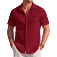 thumbnail image 1 of COOFANDY Mens Short Sleeve Button Down Shirts Beach Wedding Linen Shirt Loose Fit Camp Tops, 1 of 5