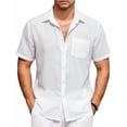 thumbnail image 1 of COOFANDY Mens Short Sleeve Button Down Shirts Casual Cotton Beach Summer Linen Textured Shirts?, 1 of 6