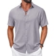 thumbnail image 1 of COOFANDY Mens Short Sleeve Button Down Shirts Casual Summer Shirts Linen Beach Clothes for Men, 1 of 6