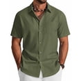 thumbnail image 1 of COOFANDY Mens Short Sleeve Button Down Shirts Cotton Casual Summer Shirts Textured Beach Vacation Outfits, 1 of 6