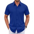 thumbnail image 1 of COOFANDY Mens Short Sleeve Button Down Shirts Stretch Wrinkle Free Dress Shirts Business Casual Shirts, 1 of 7