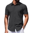 thumbnail image 1 of COOFANDY Mens Wrinkle Free Button Up Shirts Short Sleeve Fitted Casual Dress Shirts Summer Vacation Shirts with Pocket, 1 of 8