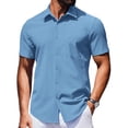 thumbnail image 1 of COOFANDY Mens Wrinkle Free Button Up Shirts Short Sleeve Fitted Casual Dress Shirts Summer Vacation Shirts with Pocket, 1 of 8