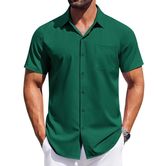 COOFANDY Mens Short Sleeve Dress Shirts Button Down Regular Fit Shirts Business Casual Shirt with Pocket