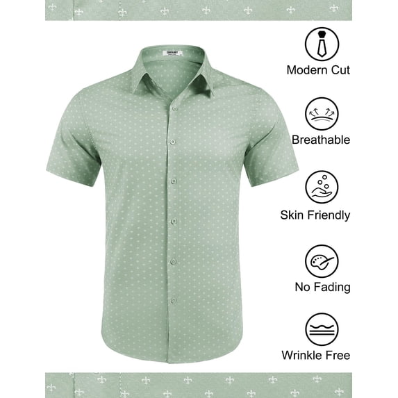 COOFANDY Mens Short Sleeve Button Down Wrinkle Free Dress Shirts Summer Business Casual Shirt Black