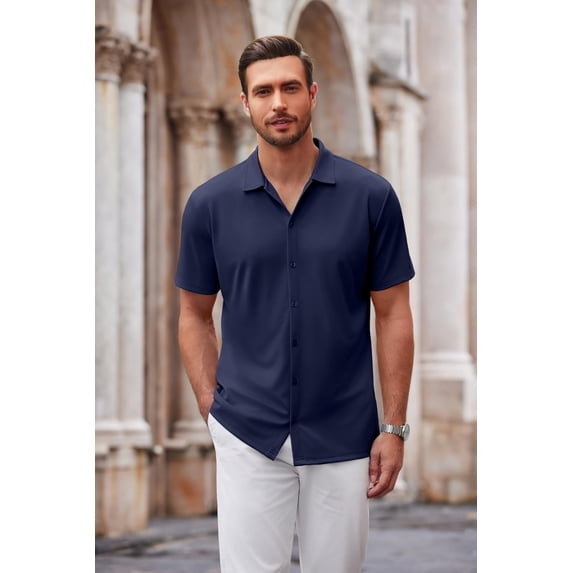 COOFANDY Men's Short Sleeve Shirts Casual Button Down Shirts Wrinkle Free Summer Tops