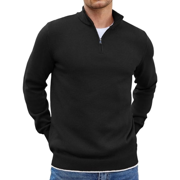 COOFANDY Men's Quarter Zip Sweater Casual Slim Fit Long Sleeve Pullover Sweaters