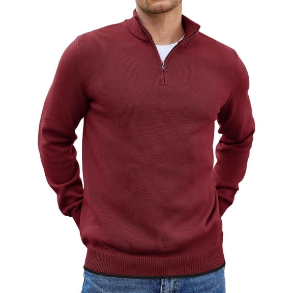 COOFANDY Men's 1/4 Zip Pullover Long Sleeve Slim Fit Mock Neck Pullover Sweaters