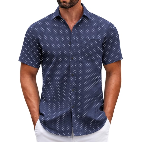 COOFANDY Mens Short Sleeve Casual Button Down Shirts Summer Untucked Dress Shirts with Pocket