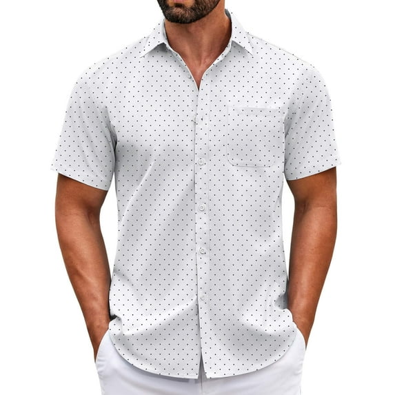 COOFANDY Mens Short Sleeve Casual Button Down Shirts Summer Untucked Dress Shirts with Pocket