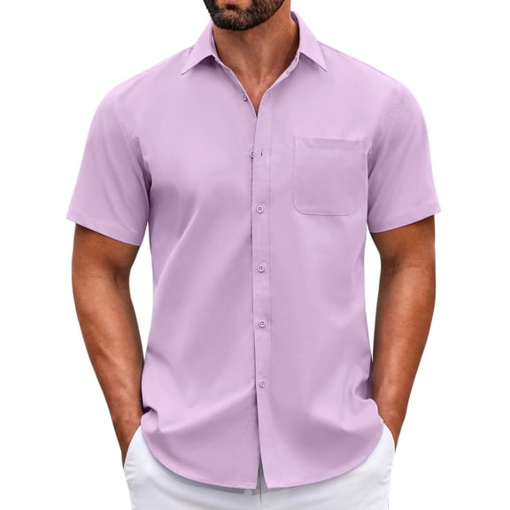 COOFANDY Mens Short Sleeve Casual Button Down Shirts Summer Untucked Dress Shirts with Pocket