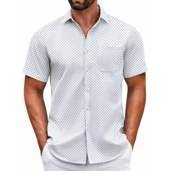 COOFANDY Mens Short Sleeve Casual Button Down Shirts Summer Untucked Dress Shirts with Pocket