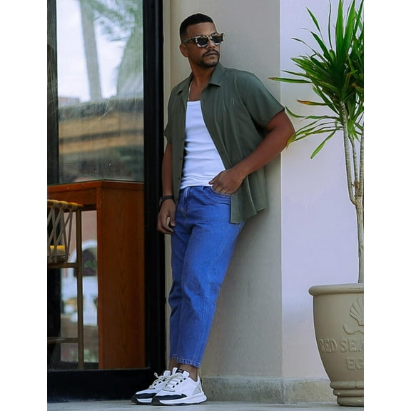 COOFANDY Beach Shirts for Men Cuban Guayabera Shirt Short Sleeve Summer Shirts