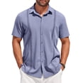 thumbnail image 1 of COOFANDY Mens Short Sleeve Cuban Guayabera Shirt Casual Summer Beach Button Down Shirts, 1 of 6