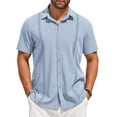 thumbnail image 1 of COOFANDY Mens Short Sleeve Cuban Guayabera Shirt Casual Summer Beach Button Down Shirts, 1 of 6