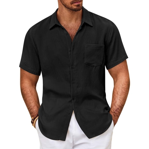 COOFANDY Mens Short Sleeve Dress Shirts Casual Summer Button Down Shirt with Pocket