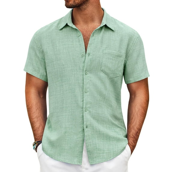 COOFANDY Mens Short Sleeve Dress Shirts Casual Summer Button Down Shirt with Pocket