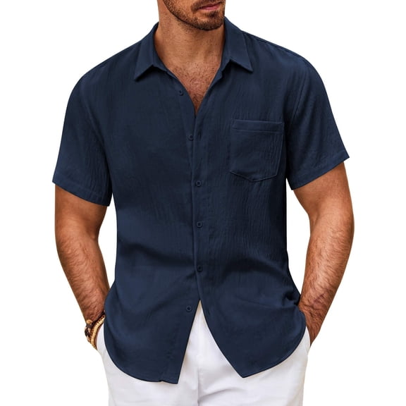 COOFANDY Mens Short Sleeve Dress Shirts Casual Summer Button Down Shirt with Pocket