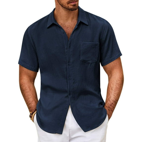 COOFANDY Mens Short Sleeve Dress Shirts Casual Summer Button Down Shirt with Pocket