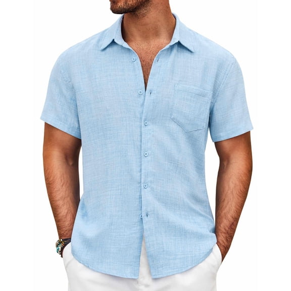 COOFANDY Mens Short Sleeve Dress Shirts Casual Summer Button Down Shirt with Pocket