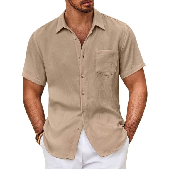 COOFANDY Mens Short Sleeve Dress Shirts Casual Summer Button Down Shirt with Pocket