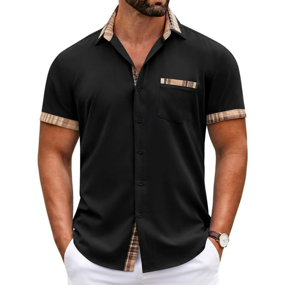 COOFANDY Men's Short Sleeve Dress Shirt Slim Fit Button Down Summer Shirt