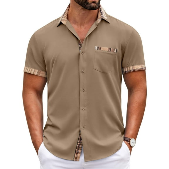 COOFANDY Mens Dress Shirts Short Sleeve Shirts Casual Business Shirts Summer Dress Shirt