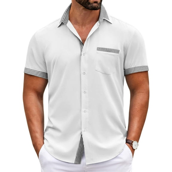 COOFANDY Dress Shirts for Men Short Sleeve Lightweight Collared Formal Shirt Summer Business Meeting Shirts
