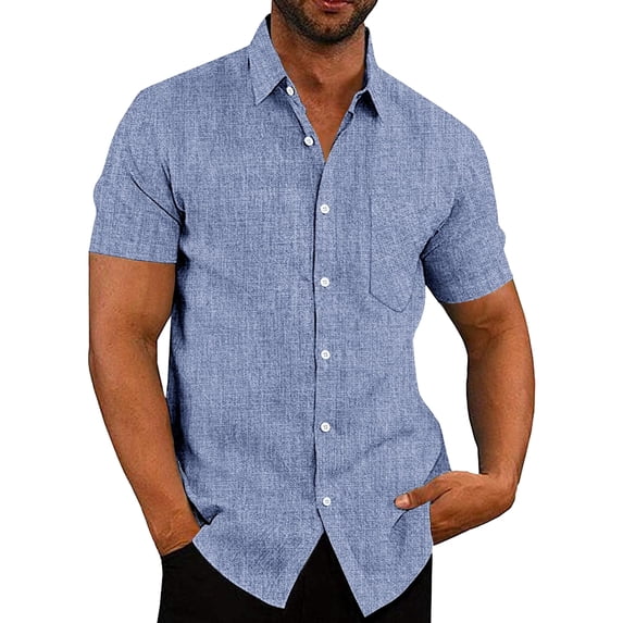 COOFANDY Mens Short Sleeve Hawaiian Shirt Casual Button Down Shirt Summer Beach Linen Shirt