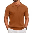 thumbnail image 1 of COOFANDY Mens Short Sleeve Knit Polo Shirts Casual Quarter Button Rib Polo Shirt Lightweight Collared T Shirt, 1 of 7