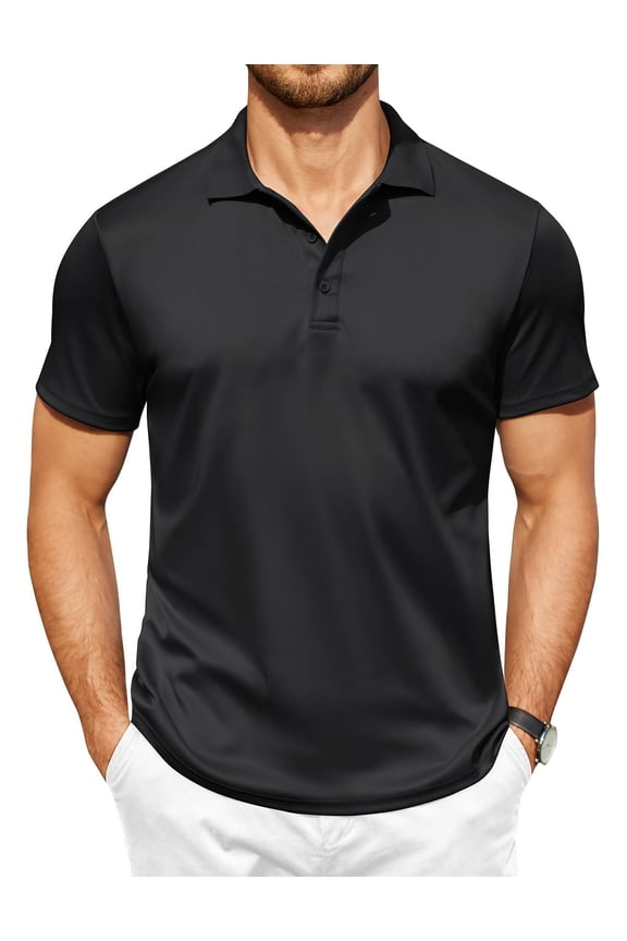 Mens Short Sleeve Polo Shirt Collared 100% Cotton Quick Drying Tactical Shirts Athletic Golf Shirts