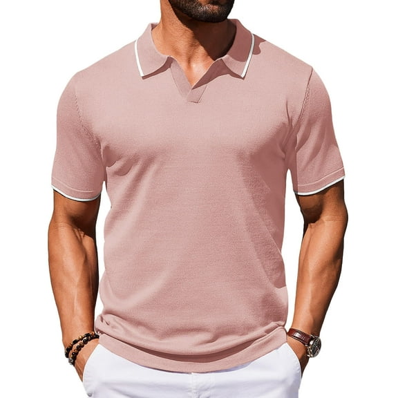 COOFANDY Mens Polo Shirts Short Sleeve Casual Knit Polo Shirt Vintage Golf T Shirts Old Money Tops