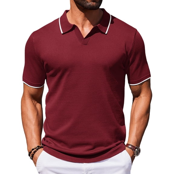 COOFANDY Mens Polo Shirts Short Sleeve Casual Knit Polo Shirt Vintage Golf T Shirts Old Money Tops