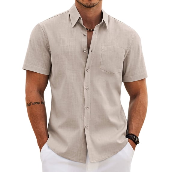 COOFANDY Mens Short Sleeve Shirts Casual Button Down Cotton Shirts Beach Vacation Clothes