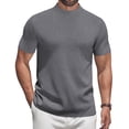 thumbnail image 1 of COOFANDY Mens Short Sleeve Turtleneck Casual Pullover Basic Tee Sweater Solid Lightweight Tops, 1 of 6
