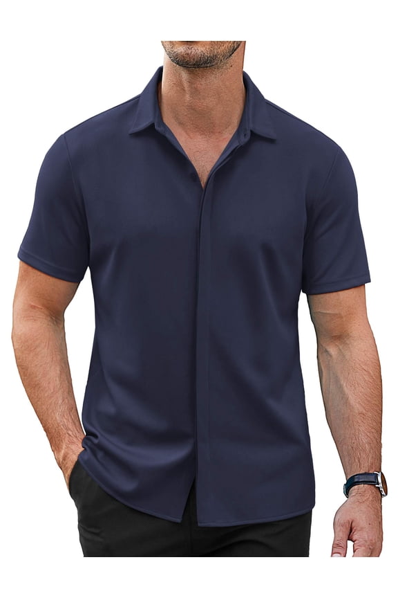 Untucked Shirts for Men Stretch Dress Shirt Casual Untucked Shirt Summer Tops