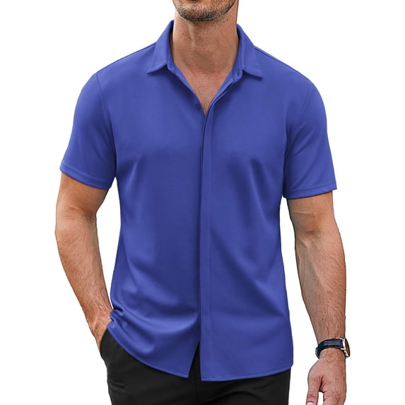 COOFANDY Mens Wrinkle Free Button Down Shirts Short Sleeve Untucked Shirts Casual Summer Shirt