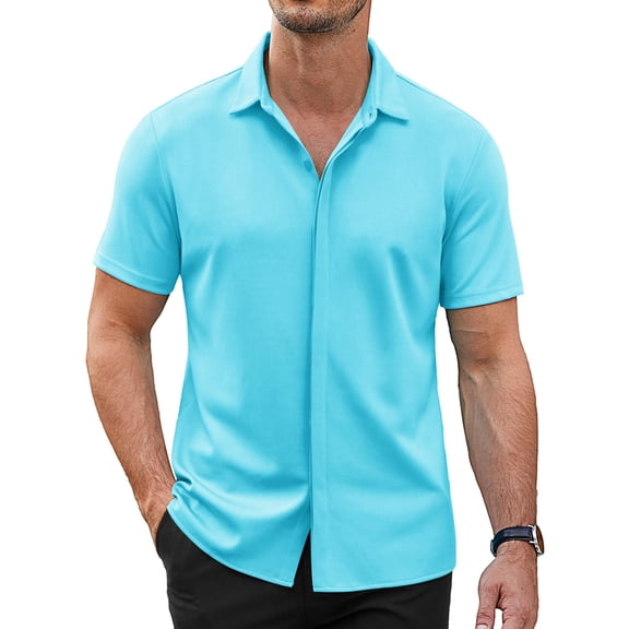 COOFANDY Mens Wrinkle Free Button Down Shirts Short Sleeve Untucked Shirts Casual Summer Shirt