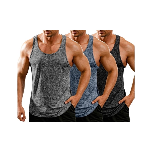 COOFANDY Men's 3 Pack Beach Casual Tank Top Y-Back Sleeveless Gym Shirts Bodybuilding Tee Weightlifting Boxing Tanks