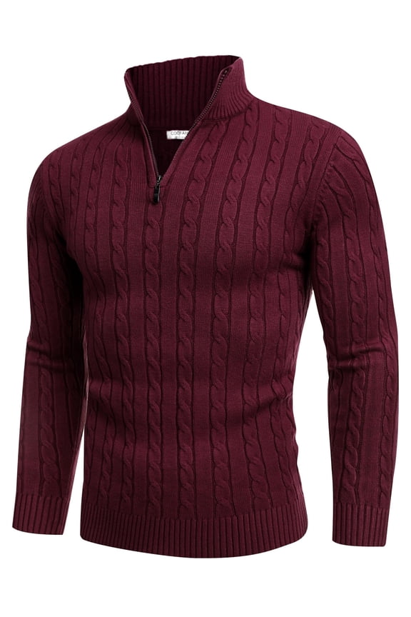 Men's 1/4 Zip Sweater Slim Fit Knitted Pullover Sweater Lightweight Mock Neck Turtleneck
