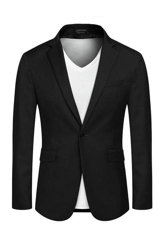 Mens One Button Casual Blazer - Sport Coat Business Suit Jacket