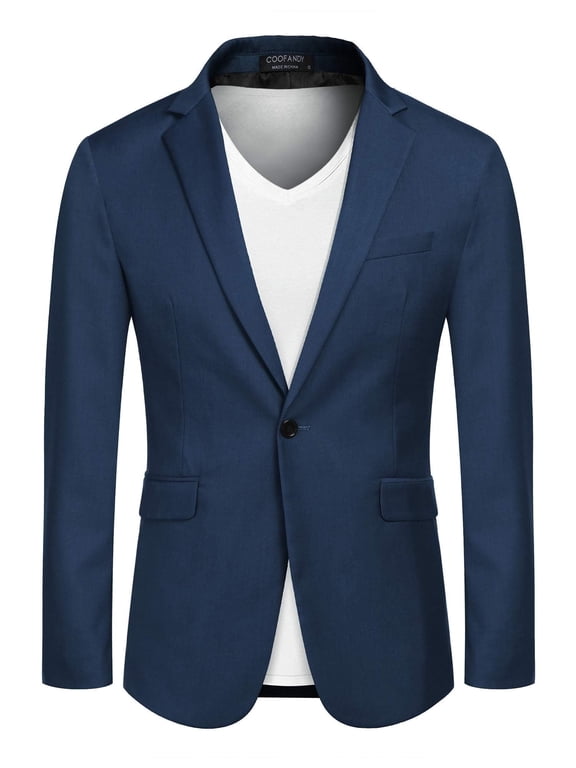 Mens One Button Casual Blazer - Sport Coat Business Suit Jacket