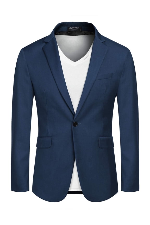 Mens One Button Casual Blazer - Sport Coat Business Suit Jacket