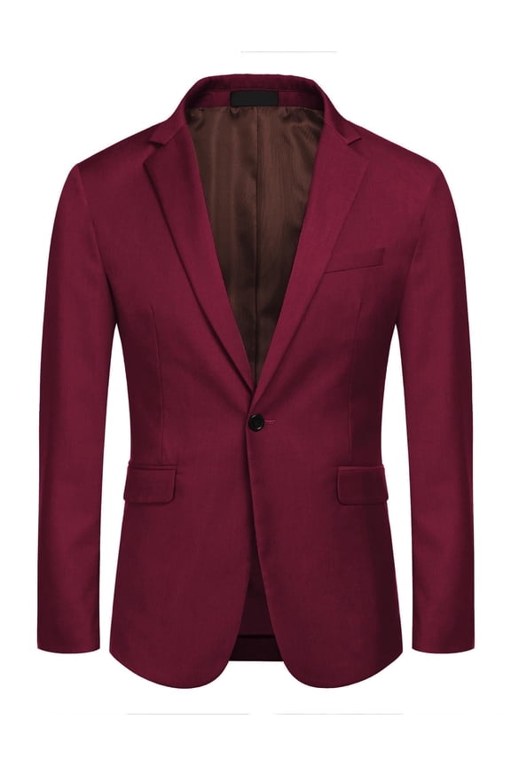 Mens One Button Casual Blazer - Sport Coat Business Suit Jacket