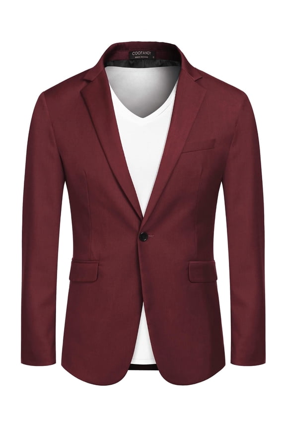 Mens One Button Casual Blazer - Sport Coat Business Suit Jacket