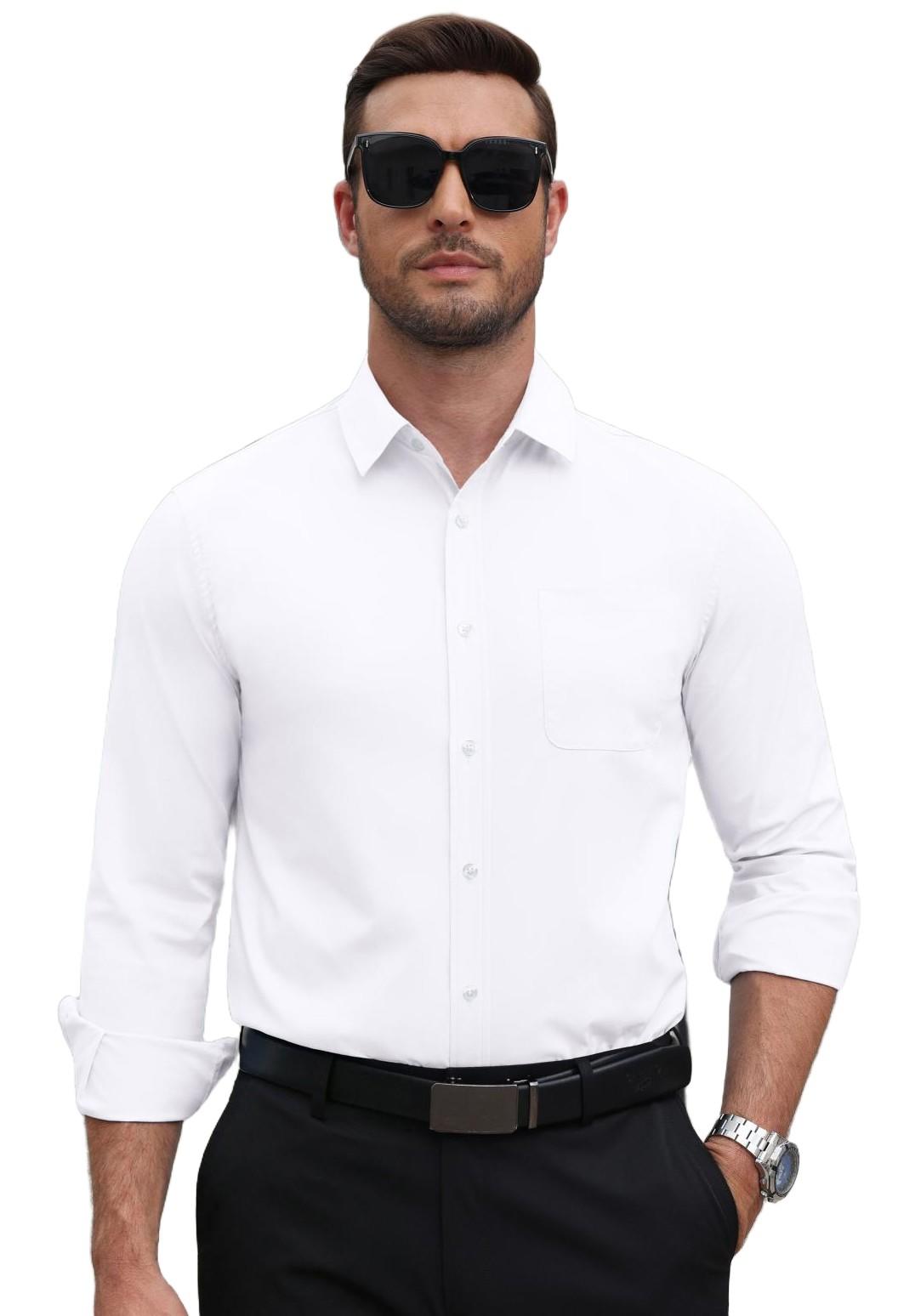 COOFANDY Mens Stretch Dress Shirts Long Sleeve Button Down Shirt Regular Fit Formal Business Shirts