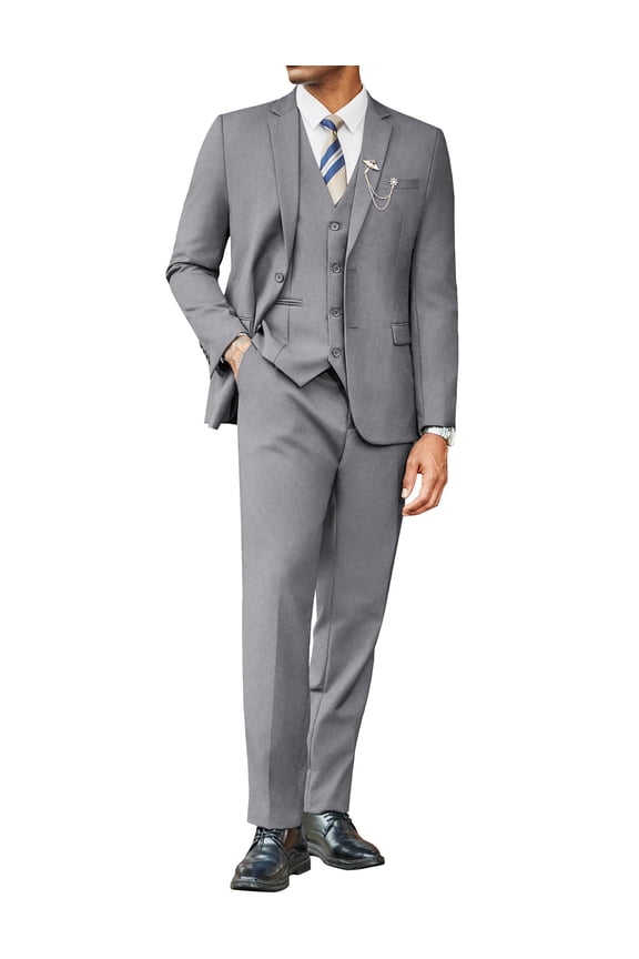 Mens Suit Classic Fit 3 Piece Tuxedo Suit Set Two Button Wedding Bussiness Dinner Prom Suit Separates