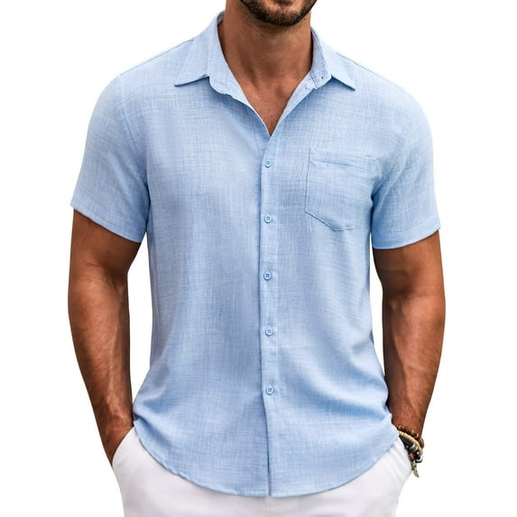 COOFANDY Mens Summer Button Down Shirts Short Sleeve Casual Summer Shirts Beach Wedding Shirts