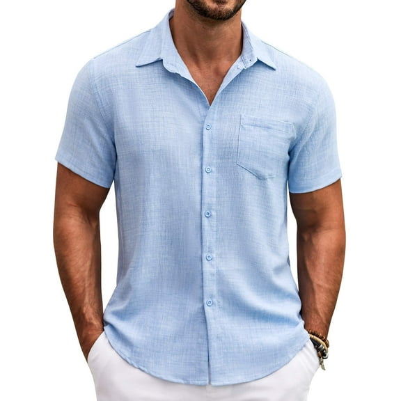 COOFANDY Mens Summer Button Down Shirts Short Sleeve Casual Summer Shirts Beach Wedding Shirts